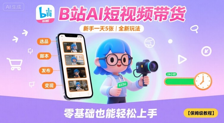B站AI短视频带货，新手一天5张，全新玩法【保姆级教程】-星火轻创