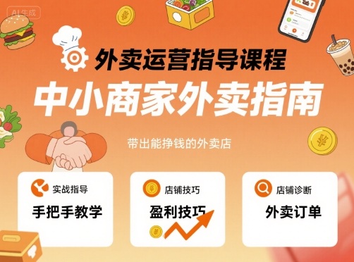 外卖运营指导课程，中小商家外卖指南，手把手带出能挣钱的外卖店-星火轻创