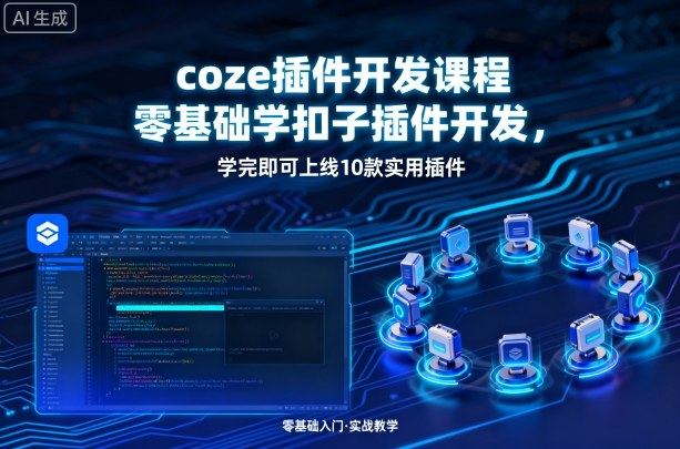 coze插件开发课程,零基础学扣子插件开发,学完即可上线10款实用插件