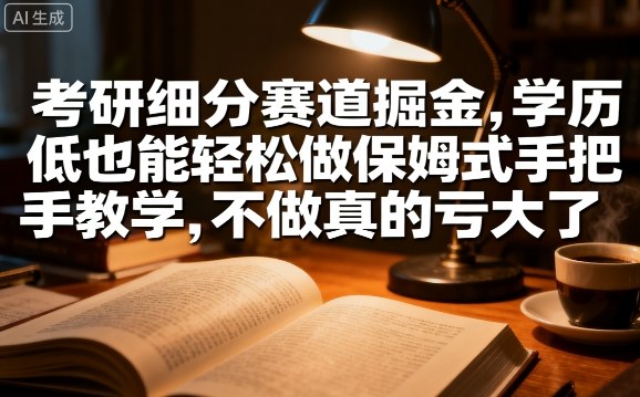 考研细分赛道掘金，日入1k+，学历低也能轻松做保姆式手把手教学，不做真的亏大了【揭秘】-星火轻创