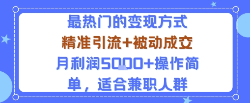 小众赛道玩法：当下最热门的变现方式，精准引流+被动成交月利润5k+操作简单，适合兼职人群-星火轻创