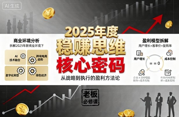 2025年度稳賺思维老板创业营，拆解2025年新商业环境下，企业实现持续盈利的核心密码-星火轻创
