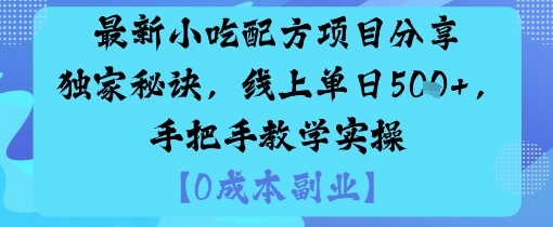 最新小吃配方项目分享独家秘诀，线上单日5张，手把手教学实操-星火轻创
