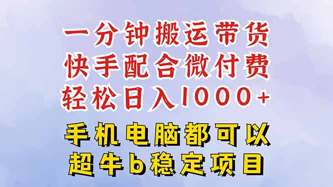 快手黑科技一分钟搬运带货，一刀不剪过原创，微付费投流玩法，轻松日入…-星火轻创
