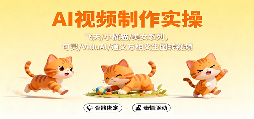 AI视频制作实操，飞天/小橘猫/美女系列，可灵/ViduAl/通义万相文生图转视频-星火轻创