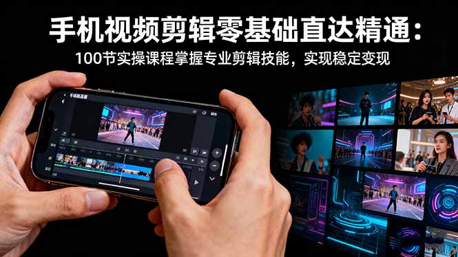 手机视频剪辑零基础直达精通：100节实操课程掌握专业剪辑技能，实现稳…-星火轻创