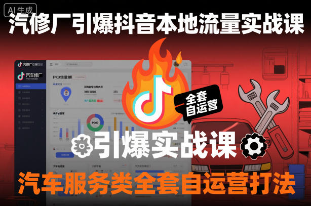 汽修厂引爆抖音本地流量实战课，汽车服务类全套自运营打法-星火轻创