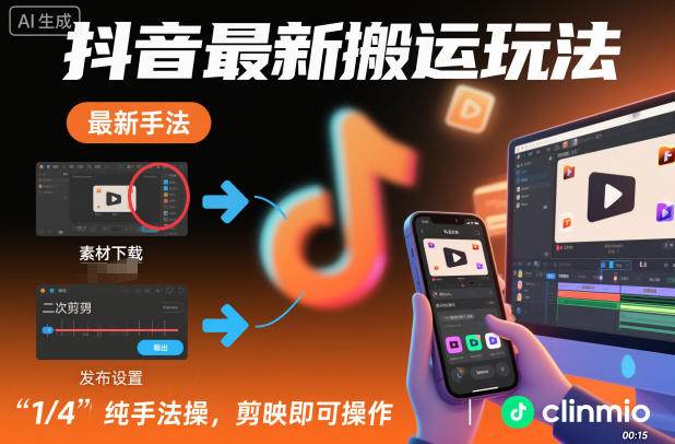 抖音最新搬运玩法，纯手法操作，剪映即可操作-星火轻创
