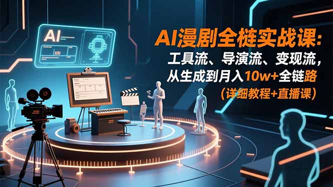 AI漫剧全栈实战课：工具流、导演流、变现流，从生成到月入10w+全链路 (详细教程+直播课-星火轻创