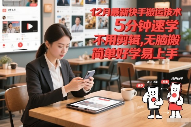 12月最新快手搬运技术，5分钟速学，不用剪辑无脑搬，简单好学易上手-星火轻创