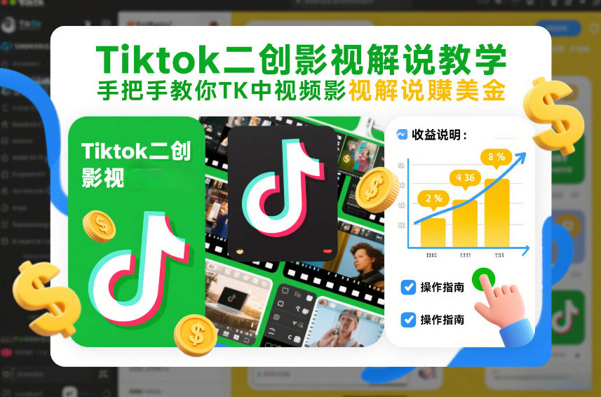 Tiktok二创影视解说教学，手把手教你TK中视频影视解说賺美金(更新26年1月)-星火轻创