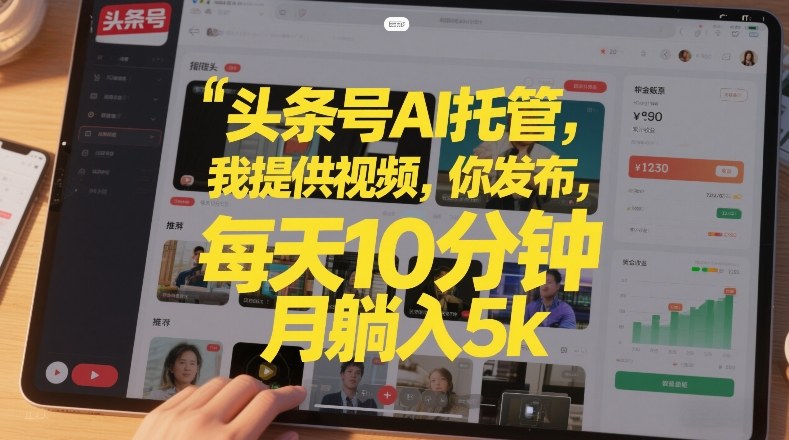 头条号AI托管，我提供视频，你发布，每天10分钟，月躺入5k+【揭秘】-星火轻创