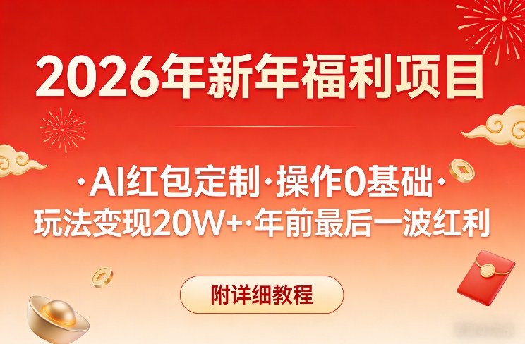 新年福利项目，AI红包定制，操作0基础，玩法变现20W+年前最后一波红利，附详细教程-星火轻创
