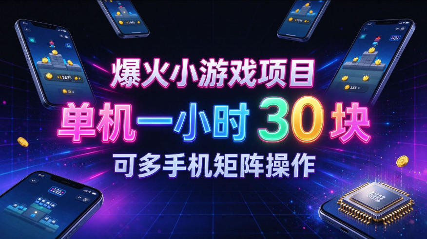 爆火小游戏撸金项目，实测单机一小时30+，可多手机矩阵操作，新手看完一遍就能上手【揭秘】-星火轻创