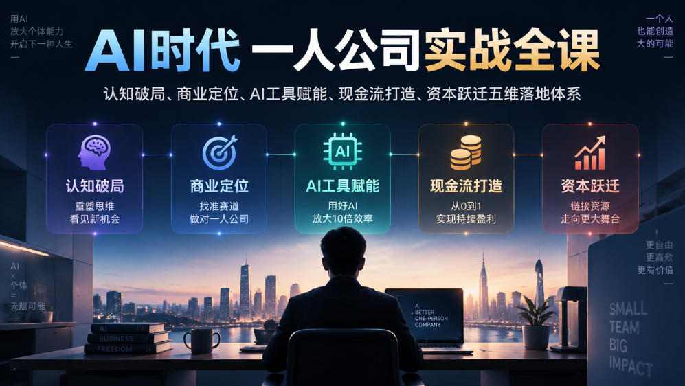 AI时代一人公司实战全课｜认知破局、商业定位、AI工具赋能、现金流打造、资本跃迁五维落地体系-星火轻创