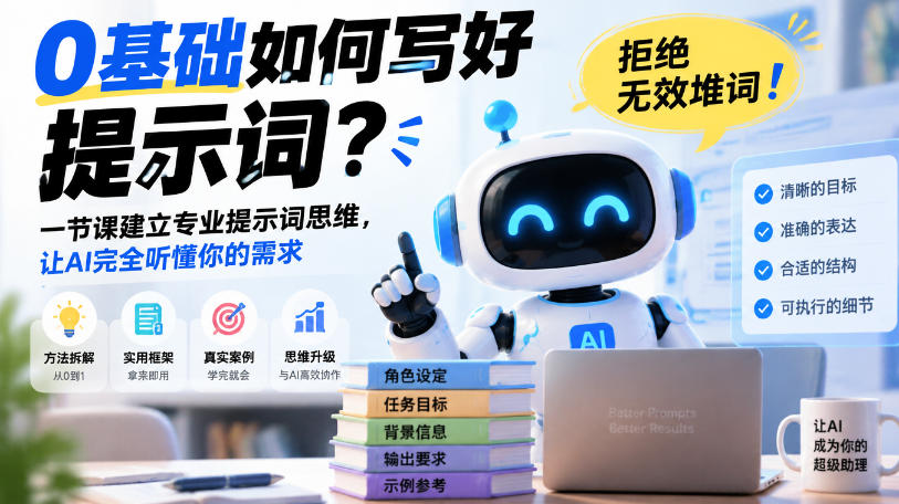 0基础如何写好提示词，拒绝无效堆词！一节课建立专业提示词思维，让AI完全听懂你的需求-星火轻创