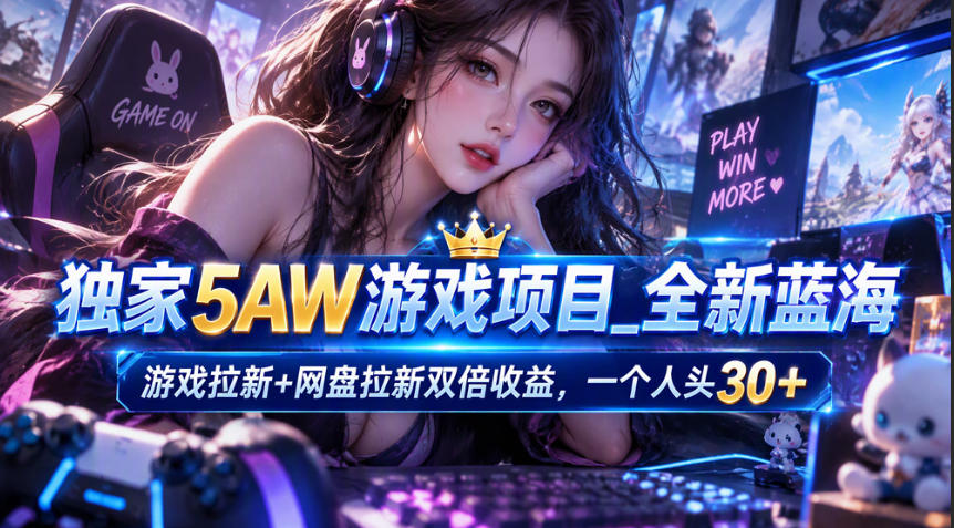 独家5AW游戏蓝海项目_游戏拉新+网盘拉新双倍收益，拉新一个30米-星火轻创