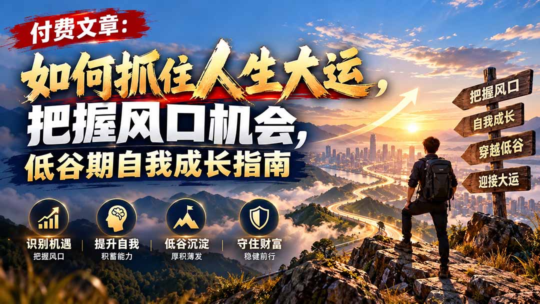 付费文章：如何抓住人生大运，把握风口机会，低谷期自我成长指南-星火轻创