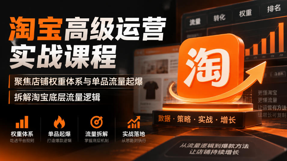 淘宝高级运营实战课程，聚焦店铺权重体系与单品流量起爆，拆解淘宝底层流量逻辑-星火轻创
