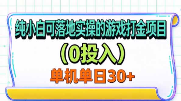 纯小白可落地实操的游戏打金项目(0投入-星火轻创