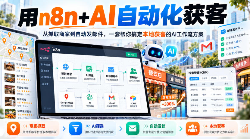 【无水印】用n8n+AI自动化获客，从抓取商家到自动发邮件，一套帮你搞定本地获客的AI工作流方案【原创双语字幕】-星火轻创