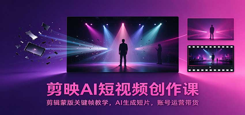 剪映AI短视频创作课:剪辑蒙版关键帧教学,AI生成短片,账号运营带货-星火轻创