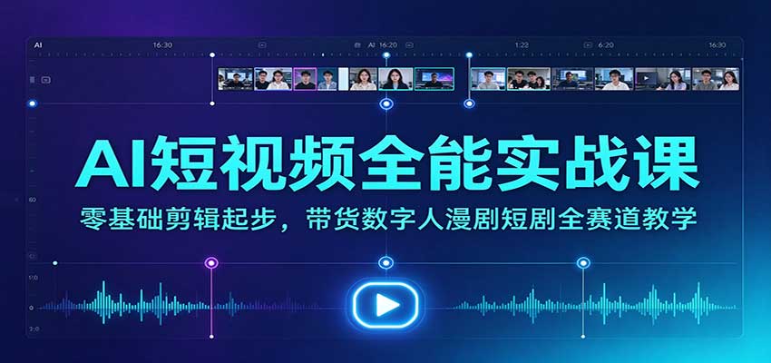 AI短视频全能实战课:零基础剪辑起步,带货数字人漫剧短剧全赛道教学-星火轻创