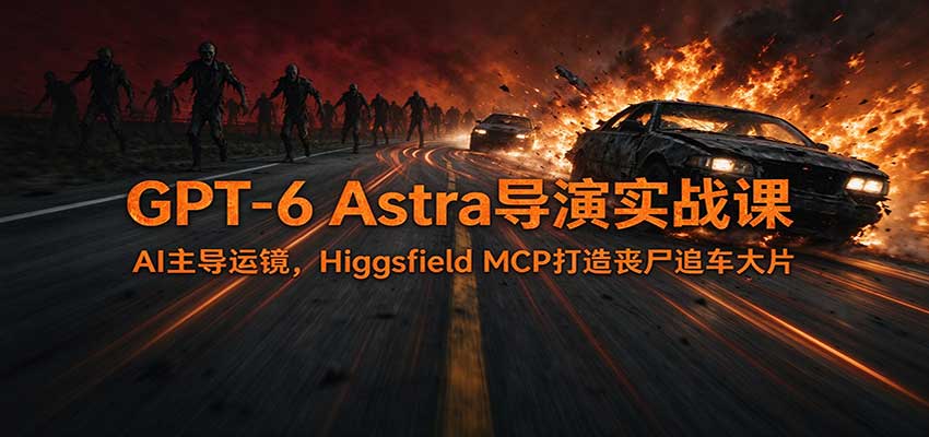 GPT-6 Astra导演实战课:AI主导运镜,Higgsfield MCP打造丧尸追车大片-星火轻创