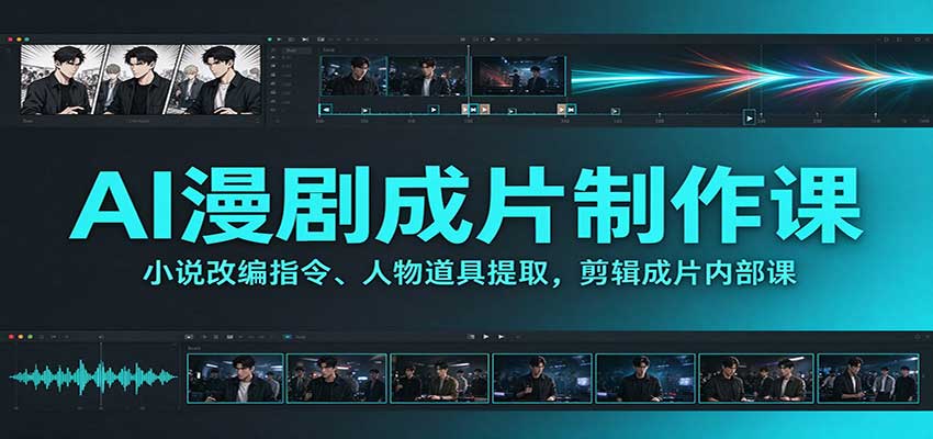 AI漫剧成片制作课：小说改编指令、人物道具提取，剪辑成片全流程-星火轻创