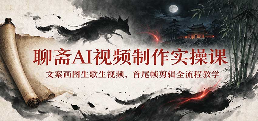 聊斋AI视频制作实操课：文案画图生歌生视频，首尾帧剪辑全流程教学-星火轻创