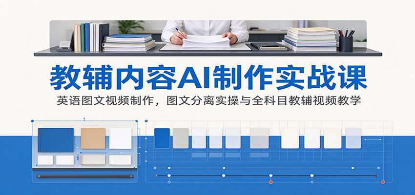 AI制作教辅内容实战课:英语图文视频制作,图文分离实操与全科目教辅视频教学-星火轻创