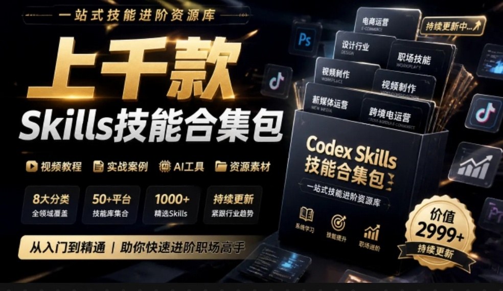 真值得收藏了，这次！上千款AI Skills技能直接被人打包好了，给AI工具备下了一整间技能商店-星火轻创