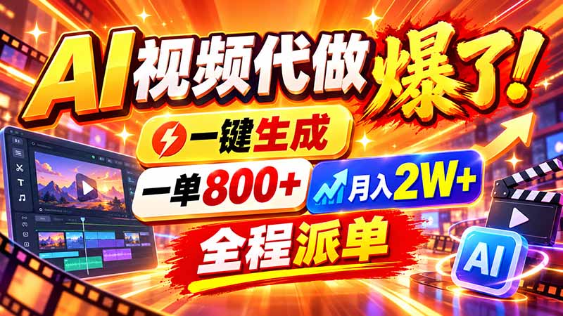 2026年底新赛道，AI视频代做一单800+，小白可做，告别打工-星火轻创