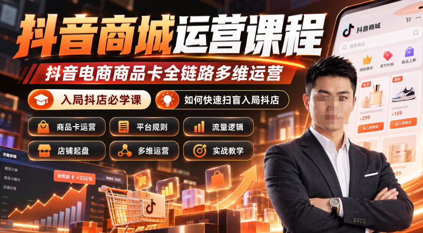 抖音商城运营课程，抖音电商商品卡全链路多维运营，入局抖店必学课， 如何快速扫盲入局抖店(更新1025)-星火轻创