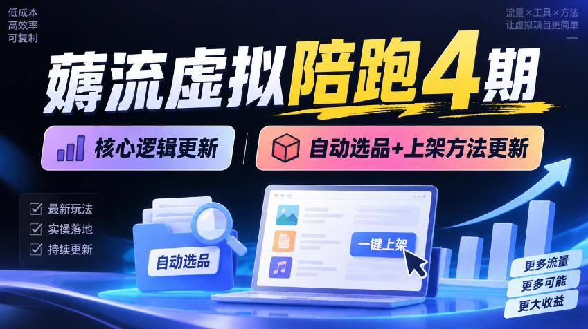 薅流虚拟陪跑4期丨核心逻辑更新丨自动选品+上架方法更新(10月25更新插件玩法和低价玩法)-星火轻创
