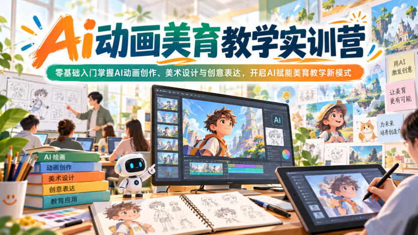 Ai动画美育教学实训营，零基础入门掌握AI动画创作、美术设计与创意表达，开启AI赋能美育教学新模式-星火轻创