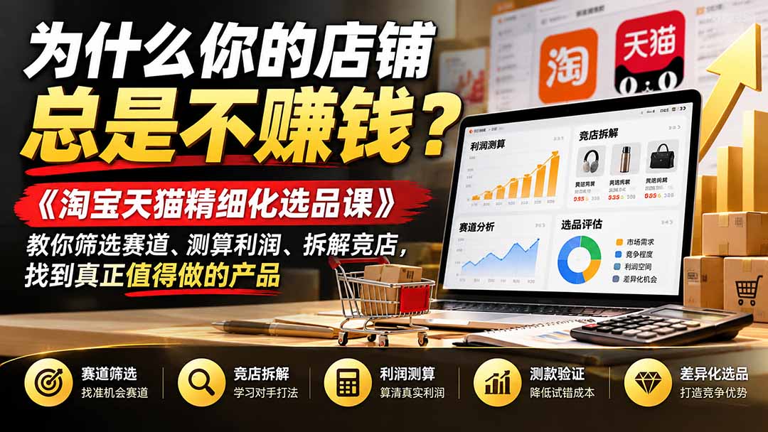 为什么你的店铺总是不赚钱？《淘宝天猫精细化选品课》教你筛选赛道、测算利润、拆解竞店，找到真正值得做的产品-星火轻创