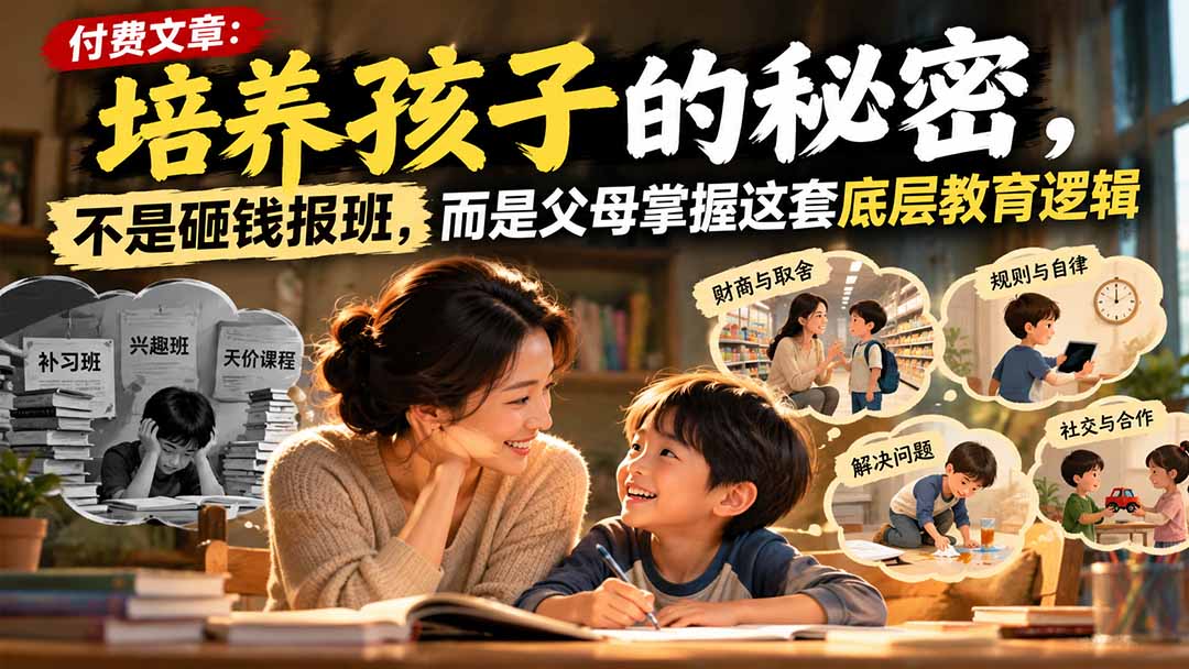 付费文章：培养孩子的秘密，不是砸钱报班，而是父母掌握这套底层教育逻辑-星火轻创