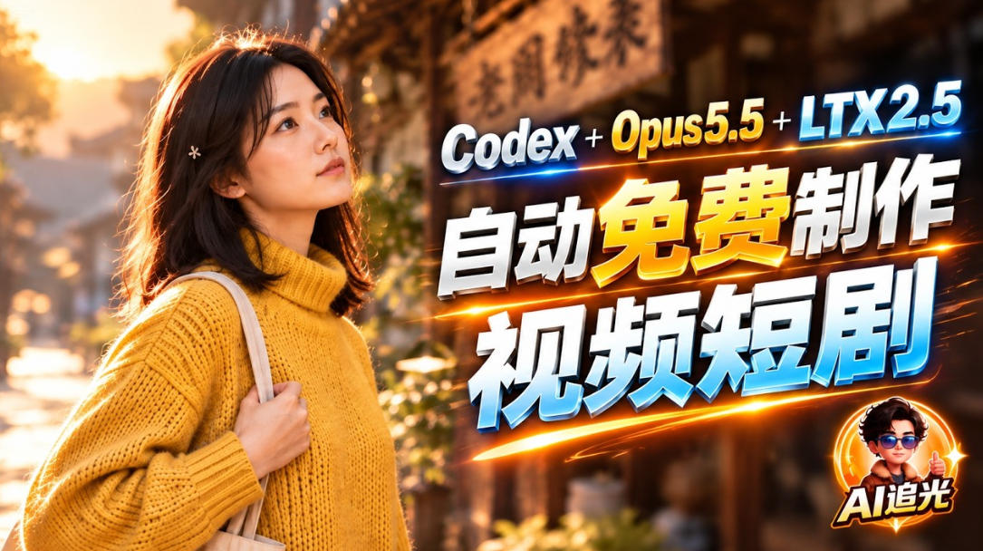 【无水印】Codex出图+免费LTX-2.5生成视频，Claude Opus 5.5全自动剪出1分钟情感短剧《停了的表》-星火轻创