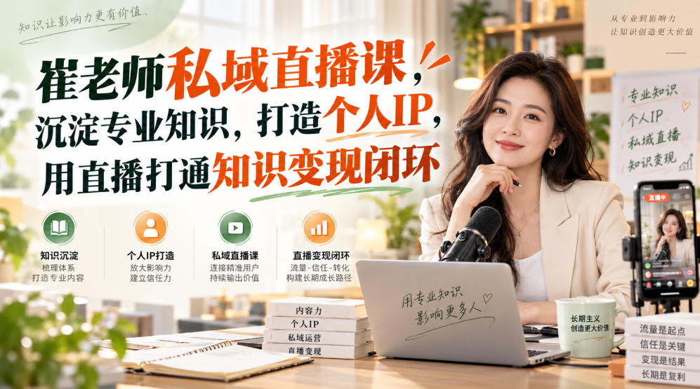 崔老师私域直播课，沉淀专业知识，打造个人IP，用直播打通知识变现闭环-星火轻创