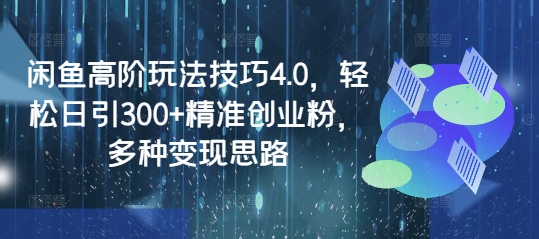 闲鱼高阶玩法技巧4.0，轻松日引300+精准创业粉，多种变现思路-星火轻创