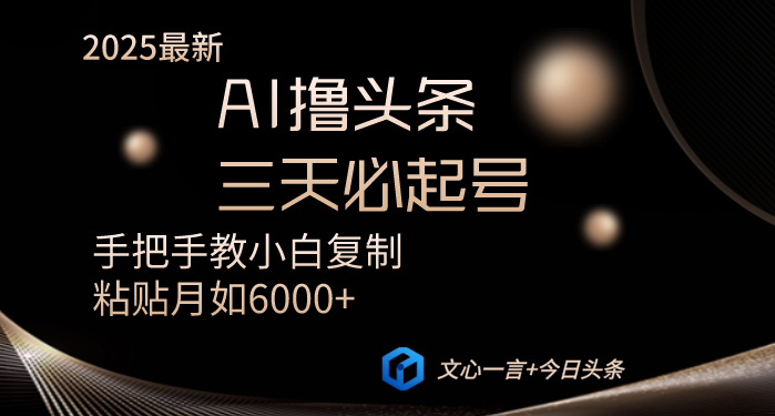 AI撸头条三天必起号手把手教小白复制粘贴月入6000+教程-星火轻创