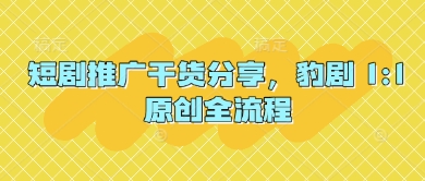 短剧推广干货分享，豹剧 1:1原创全流程-星火轻创