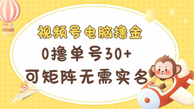 视频号电脑撸金 0撸单号30+ 可矩阵 无需实名多号多得-星火轻创