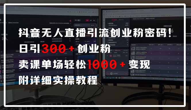 抖音无人直播引流密码！日引300+创业粉 单场轻松1000+变现 附详细实操教程-星火轻创