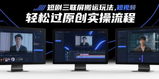 短剧三联屏搬运玩法，短剧搬运轻松过原创实操流程-星火轻创
