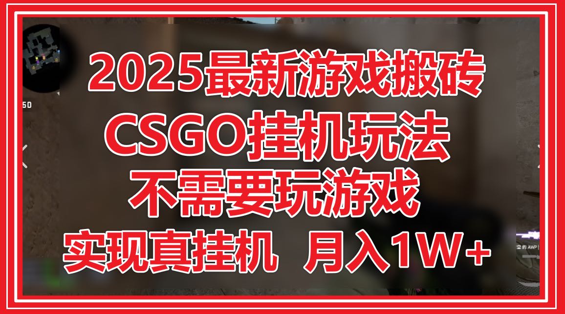 2025最新游戏搬砖，CSGO挂机，不需要玩游戏，实现真挂机，月入1W+-星火轻创