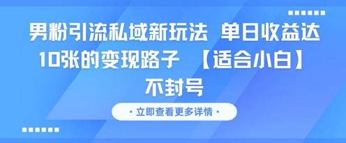男粉引流私域新玩法，单日收益达10张的变现路子 【适合小白】不封号-星火轻创