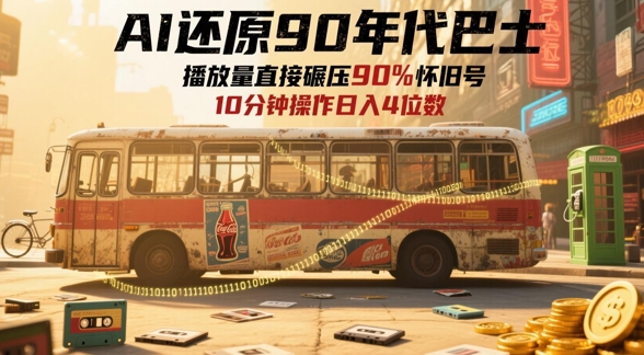 AI还原90年代巴士，一帧就让70后泪崩，播放量直接碾压90%怀旧号，每天操作十分钟，日入四位数-星火轻创