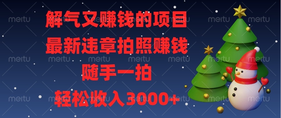 解气又赚钱的项目，最新违章拍照赚钱，随手一拍，轻松收入3000+-星火轻创